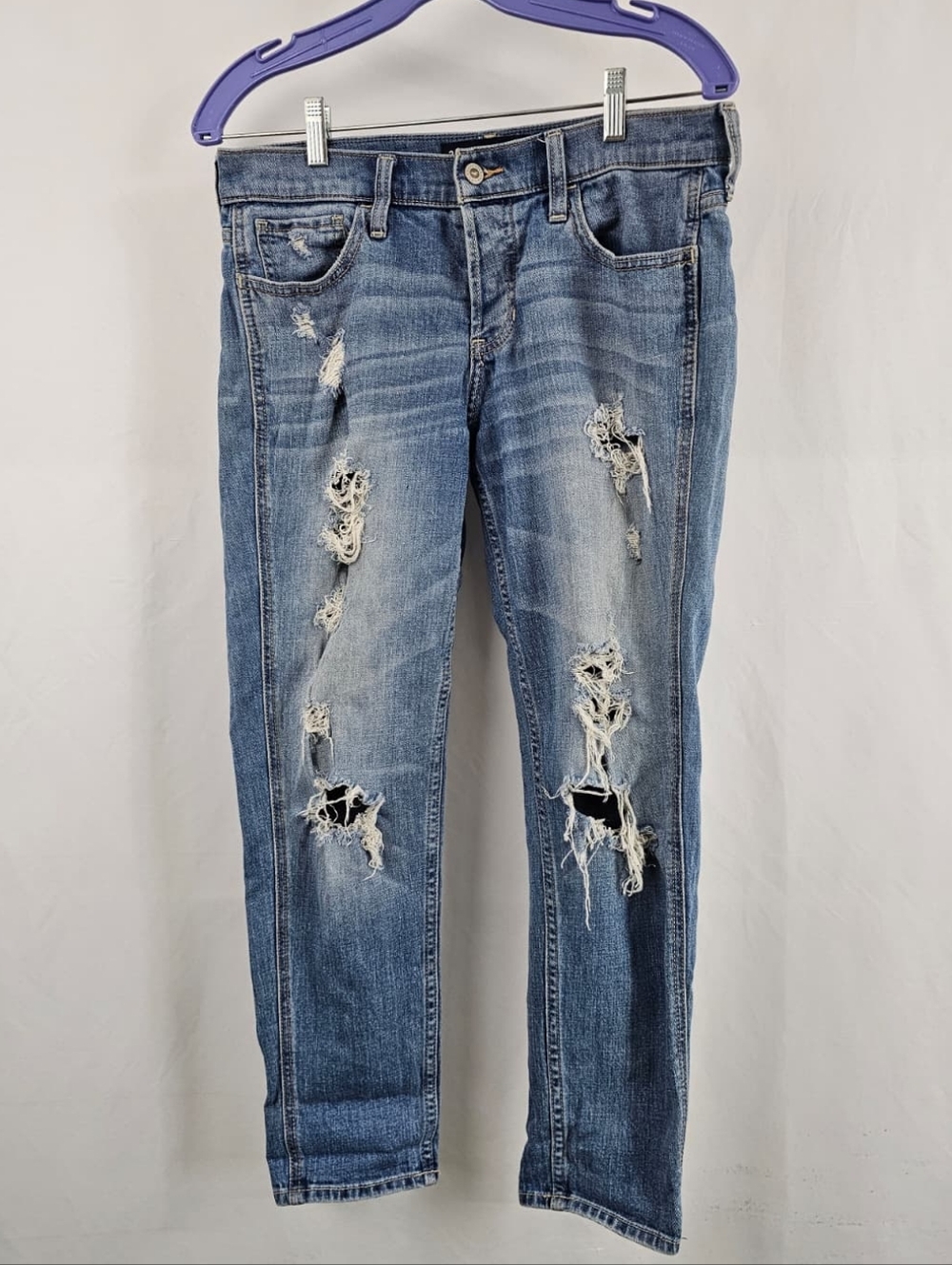 Hollister Women's Distressed Vintage Boyfriend Mid Rise Jeans, Sz 26